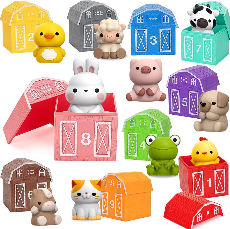 Learning Toys for 1,2,3 Year Old Toddlers, 20Pcs Farm Animals Toys Montessori Counting, Matching &amp; Sorting Fine Motor Games, Christmas Birthday Easter Gift for Baby Boys Girls Age 12-18 Months