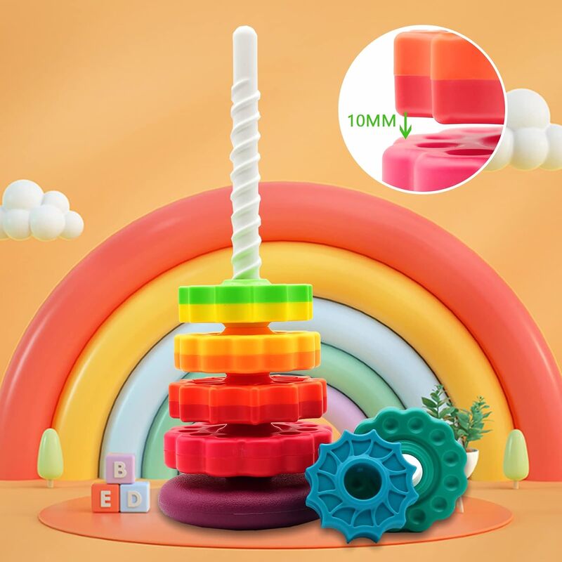 Spinning Stacking Toys,Spin Toys ABS Plastic and Color Rainbow Design,Focus on Children Educational and Interactive Learning's Stack Toys, Suitable for Gifts for Boys and Girls